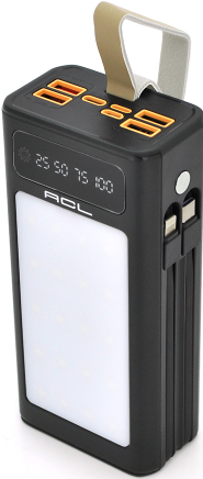 Батарея мобильная ACL PW-90 30000mAh, SOLAR, TypeC + Lighting, Black - Фото 1