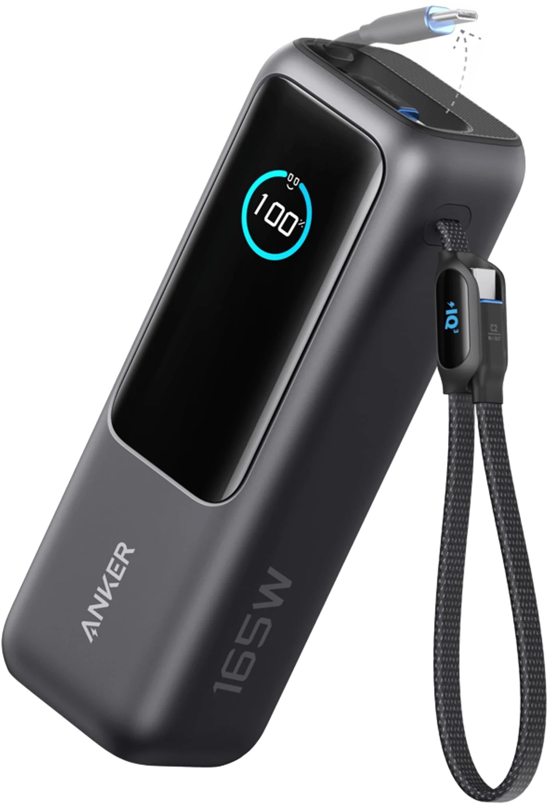 Батарея мобильная Anker 25000 mAh 165W PD Built-In Double USB-C Cables Black (A1695H11) - Фото 1
