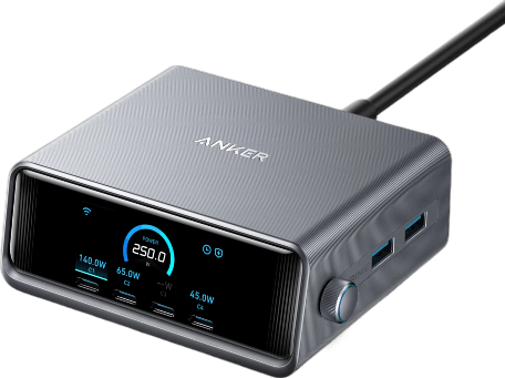 Сетевое зарядное устройство Anker GaNPrime Charger 250W 4xUSB-C PD & 2xUSB-A Black (A2345341) - Фото 1