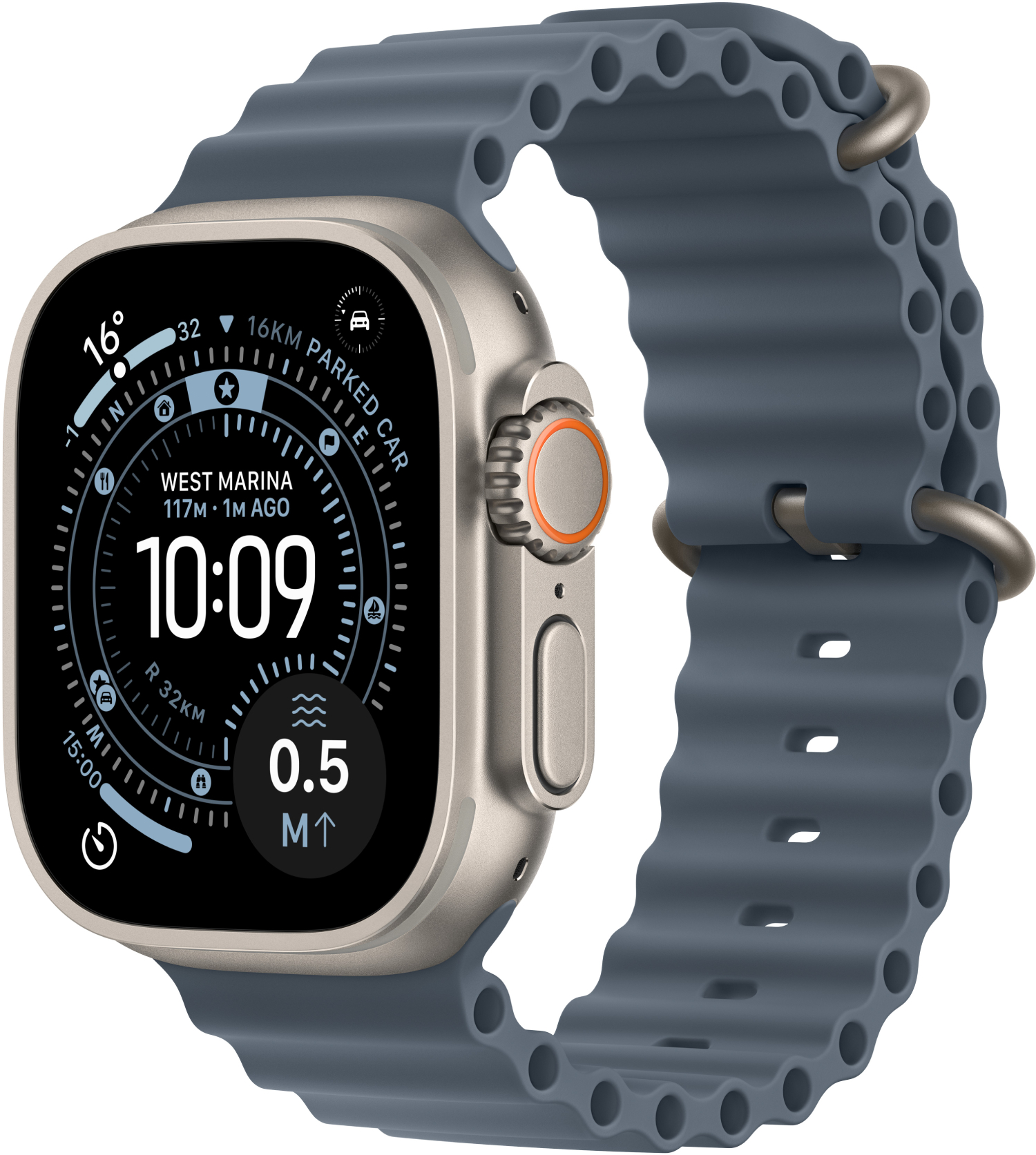 Смарт-годинник Apple Watch Ultra 3 GPS + eSIM 49mm Natural Titanium Case with Anchor Blue Ocean Band - Фото 1