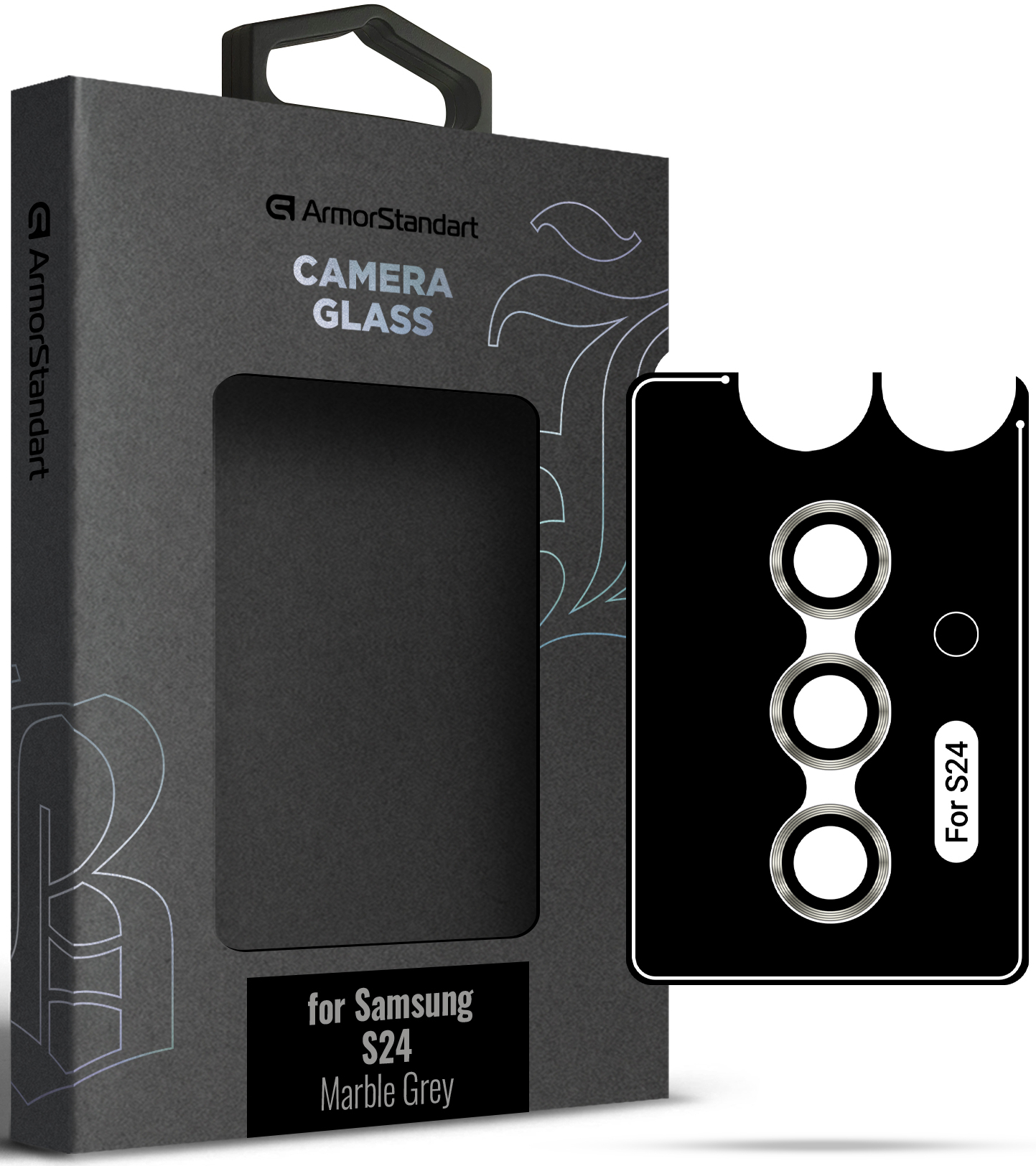 Защитное стекло для смартфона Armorstandart для камеры Supreme Black Icon for Samsung S24 Marble Grey (ARM76606) - Фото 1