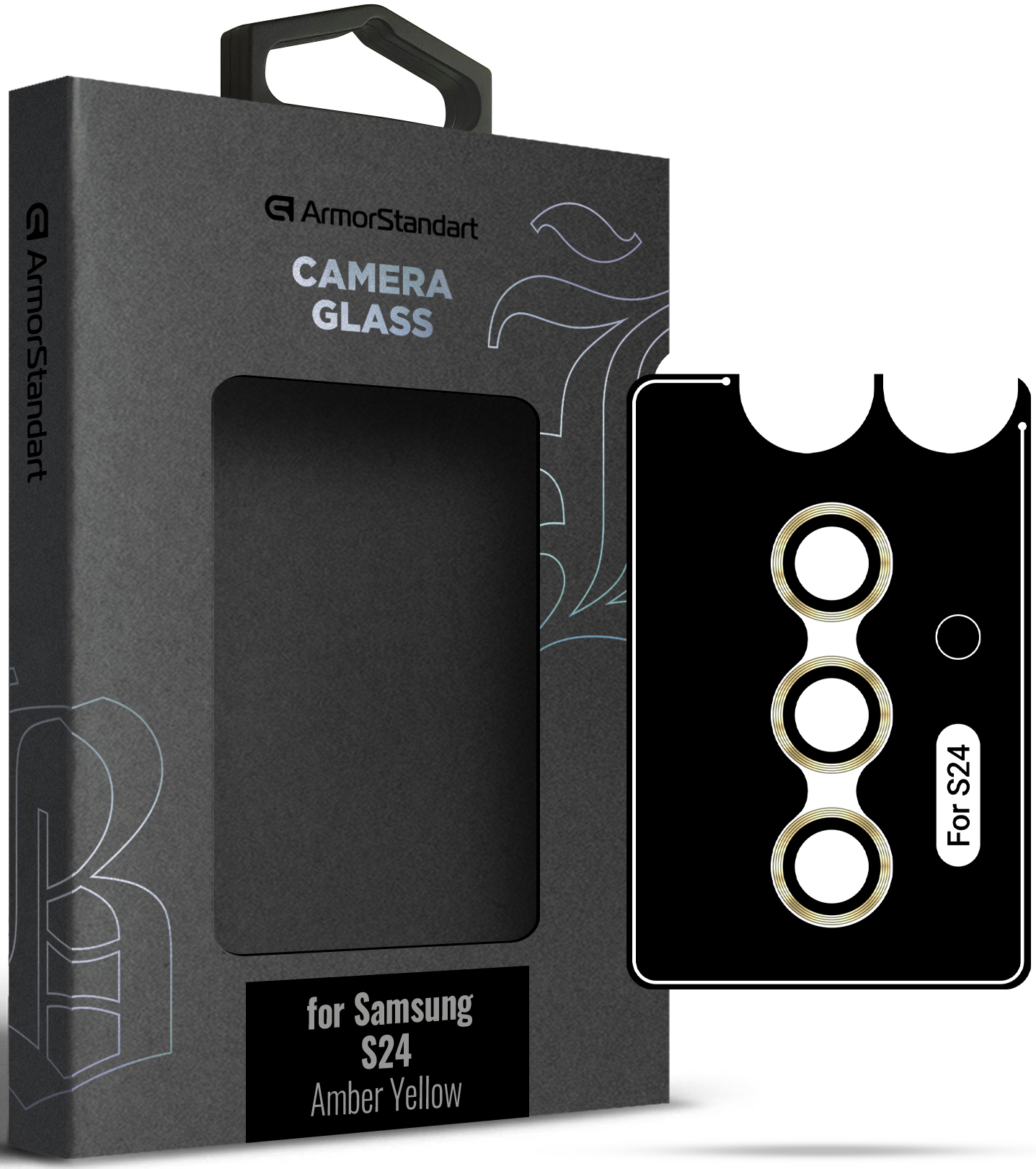 Защитное стекло для смартфона Armorstandart для камеры Supreme Black Icon for Samsung S24 Amber Yellow (ARM76609) - Фото 1