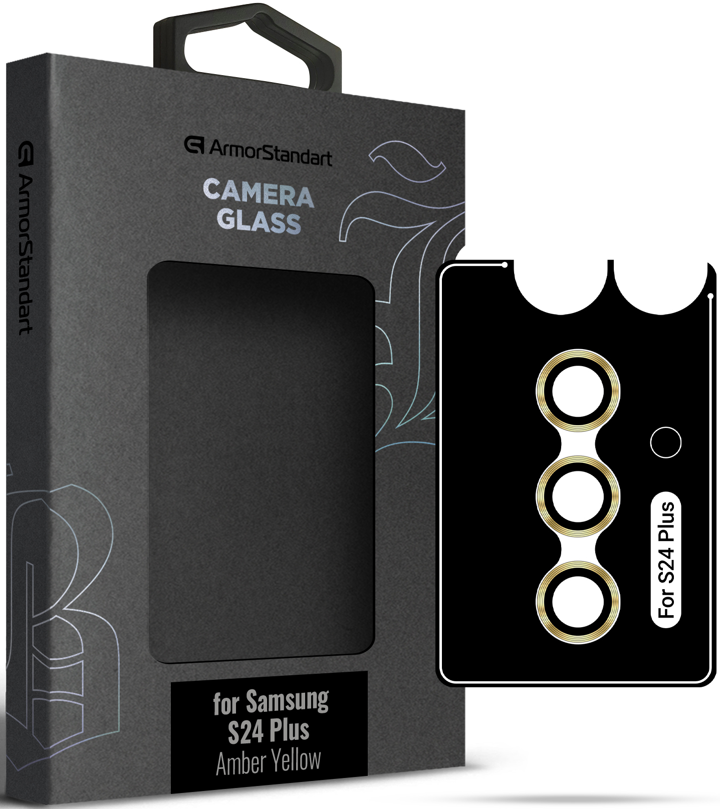 Защитное стекло для смартфона Armorstandart для камеры Supreme Black Icon for Samsung S24 Plus Amber Yellow (ARM76613) - Фото 1