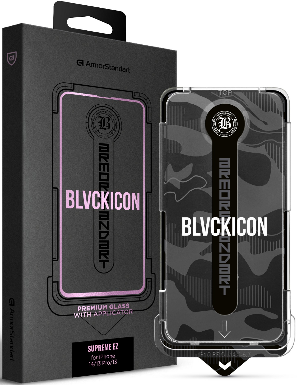 Защитное стекло для смартфона Armorstandart Black Icon Supreme EZ for iPhone 14/13 Pro/13/16e (ARM79257) - Фото 1