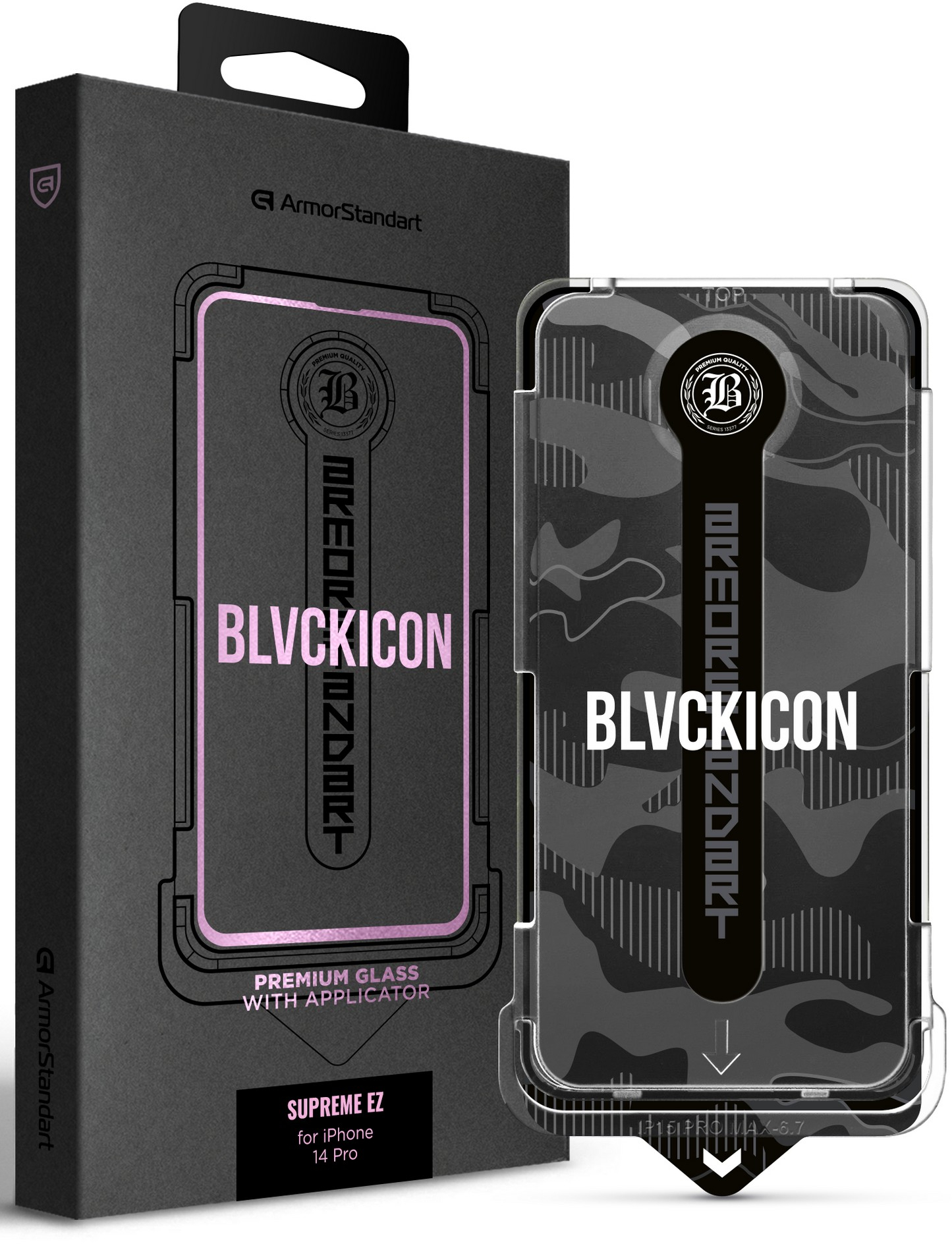 Защитное стекло для смартфона Armorstandart Black Icon Supreme EZ for iPhone 14 Pro (ARM79259) - Фото 1