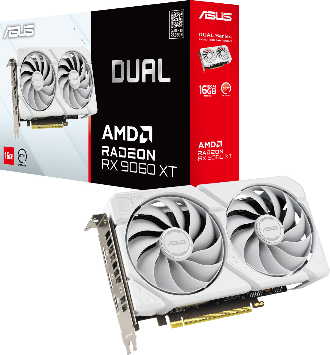 Видеокарта Asus NVIDIA DUAL-RX9060XT-16G-WHITE - Фото 1