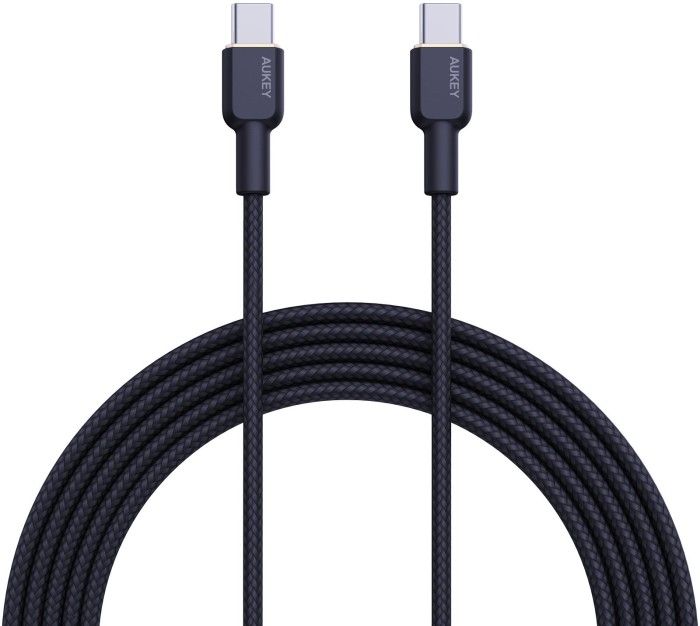 Кабель синхронизации данных Aukey Type-C/Type-C 60W 1m (CB-NCC1) Black - Фото 1