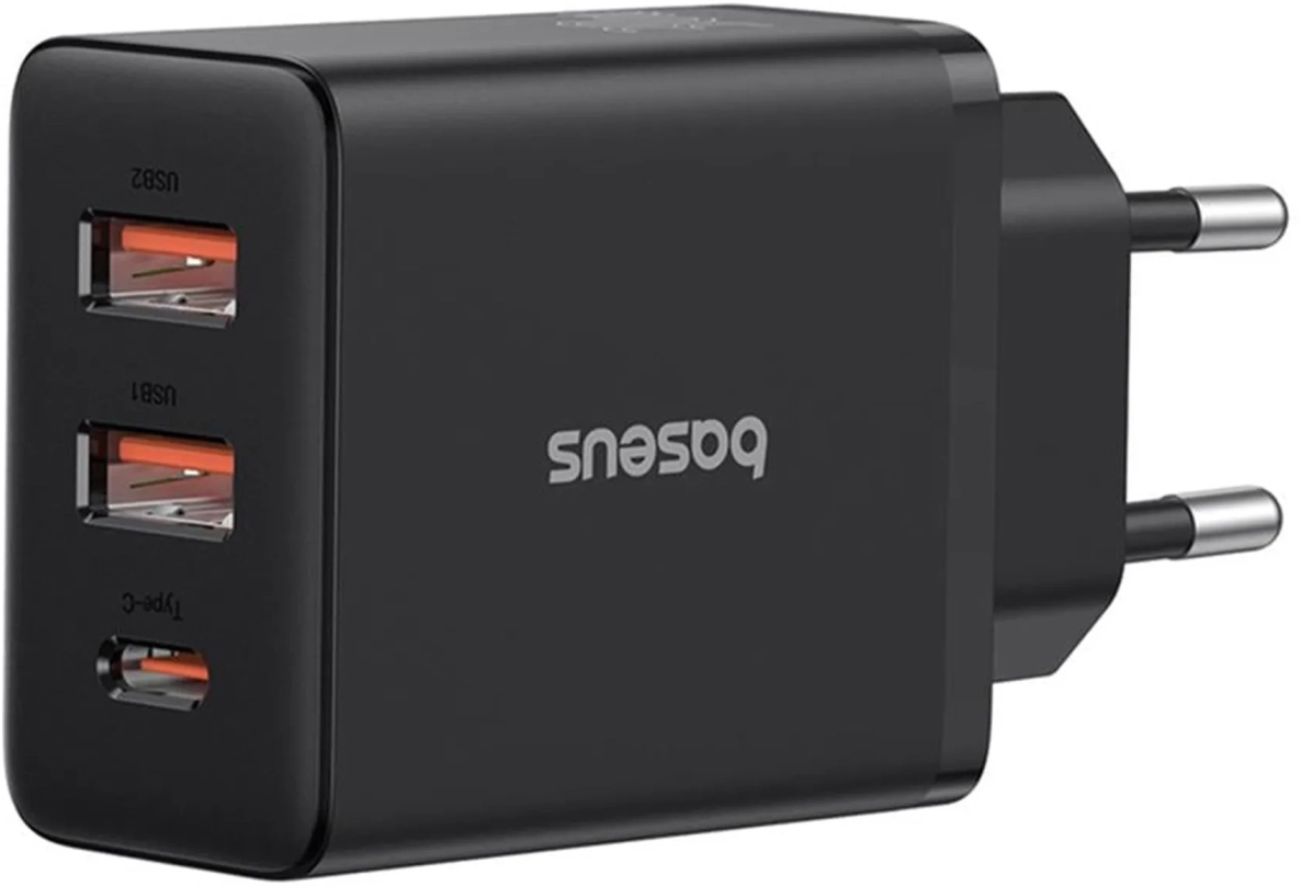 Сетевое зарядное устройство Baseus Cube Fast Charger 2U+C 30W EU Cluster Black (P10111402113-00) - Фото 1