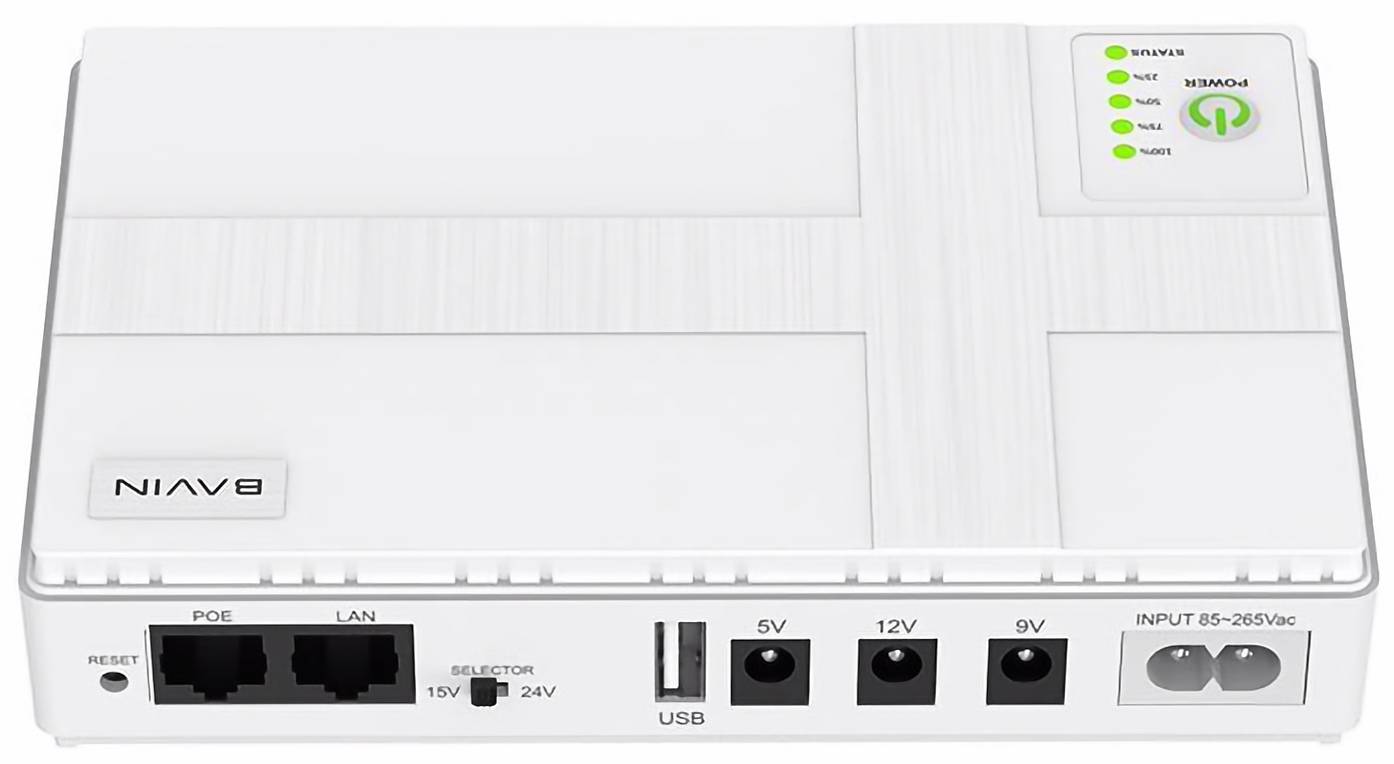 Источник бесперебойного питания Bavin PC1083 36W 10400mAh 5-12V DC USB POE White (Y-PC1083-36W-EU-WH) - Фото 1
