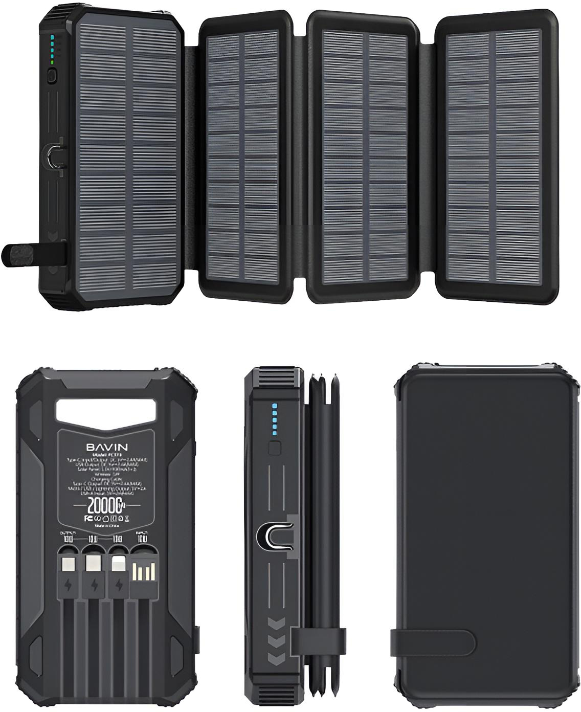 Батарея мобильная Bavin PC1119 20000mAh Wireless and Solar Black (Y-PC1119 BK) - Фото 1