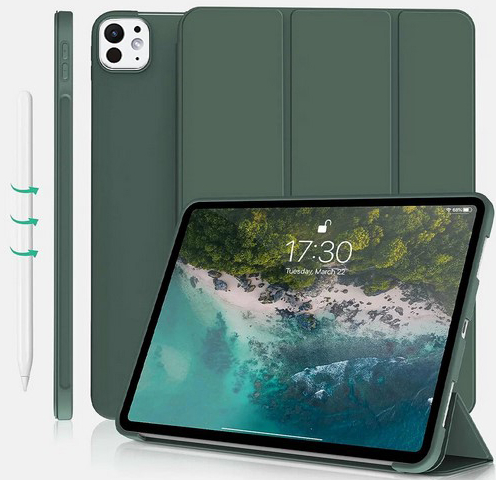 Чехол для планшета BeCover Tri Fold Soft TPU Silicone for Apple iPad Pro 13'' M4 2024 Dark Green (711752) - Фото 1