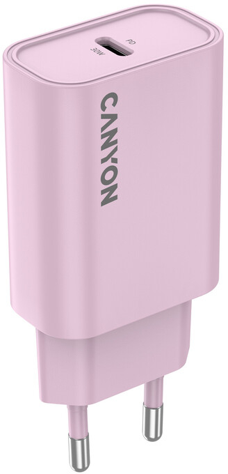Сетевое зарядное устройство Canyon OnCharge 30CL 1xPD Type-C 30W Pink (CNE-CHA30CLPK) - Фото 1