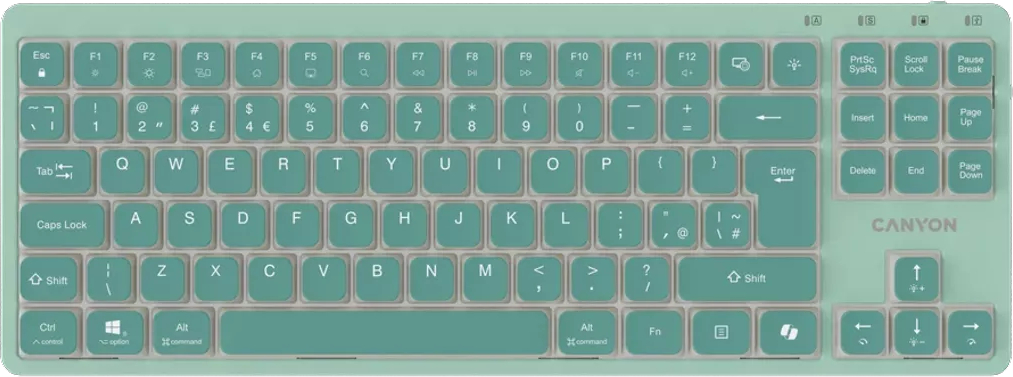 Клавиатура проводная Canyon OnType 10 TKL Mechanical Silent Low-profile Green (CNS-HKB10GR) - Фото 1