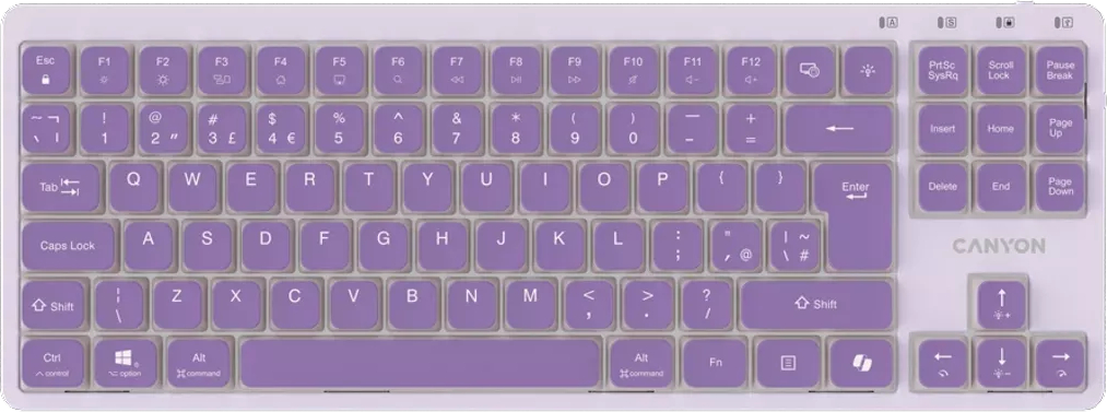 Клавиатура проводная Canyon OnType 10 TKL Mechanical Silent Low-profile Violet (CNS-HKB10V) - Фото 1