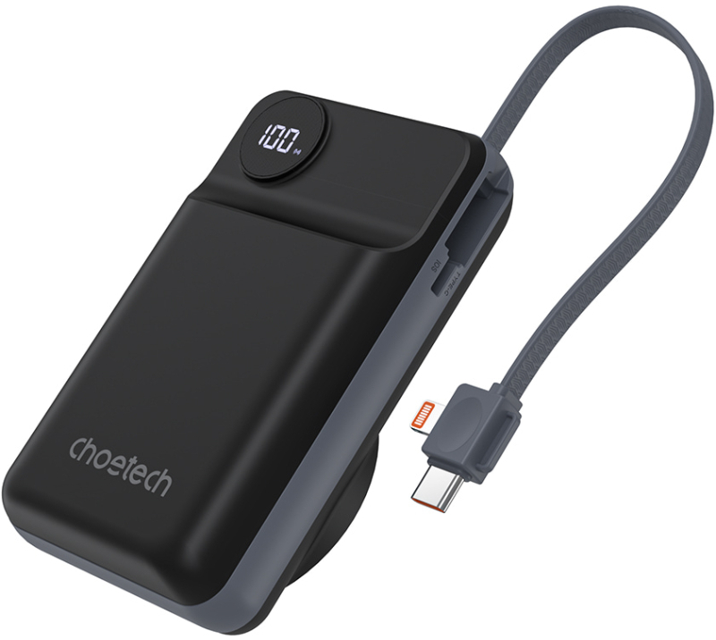Батарея мобильная Choetech Magnetic Wireless 20000mAh 22.5W Black (B696-BK) - Фото 1