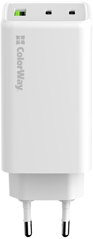 Сетевое зарядное устройство Colorway GaN Mini 100W PD Port PPS USB (USB-2C1A) White (CW-CHS061PD-WT) - Фото 1