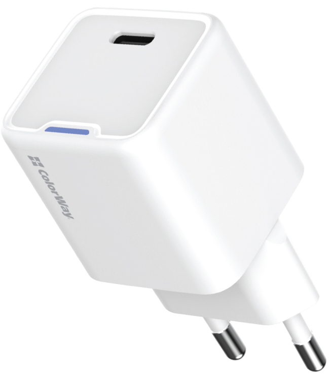 Сетевое зарядное устройство Colorway GaN Mini 20W PD Port PPS USB-C White (CW-CHS059PD-WT) - Фото 1