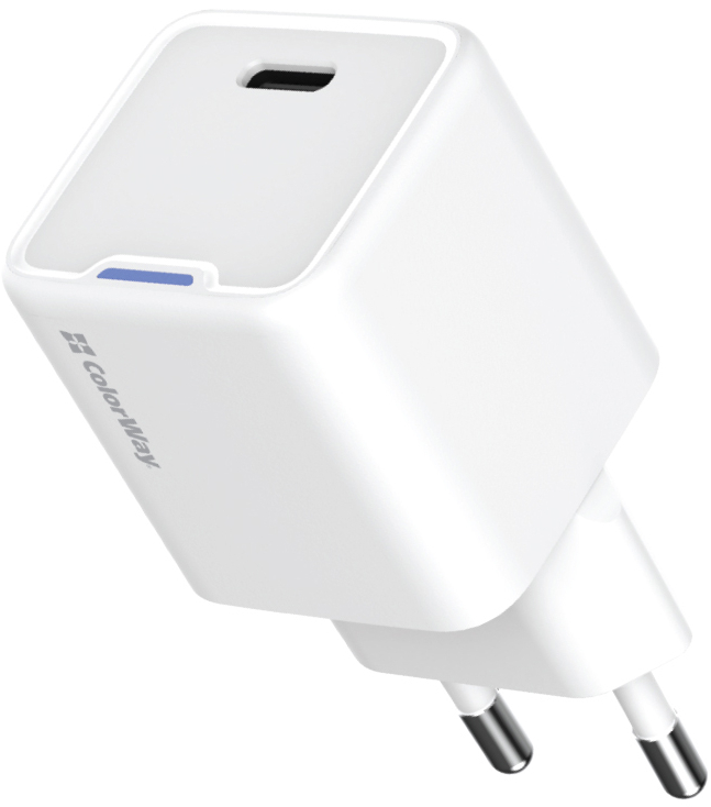 Сетевое зарядное устройство Colorway GaN Mini 30W PD Port PPS USB-C White (CW-CHS054PD-WT) - Фото 1