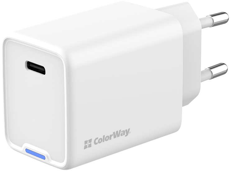 Сетевое зарядное устройство Colorway GaN Mini 45W PD Port PPS USB-C White (CW-CHS057PD-WT) - Фото 1