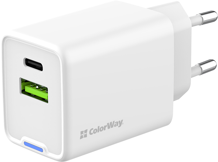 Сетевое зарядное устройство Colorway GaN Mini 45W PD Port PPS USB (Type-C PD + USB QC4.0) White (CW-CHS060PD-WT) - Фото 1