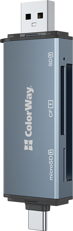 Кардрідер Colorway USB 2.0/USB-C to CF/SD/MicroSD (CW-CR-01) - Фото 1
