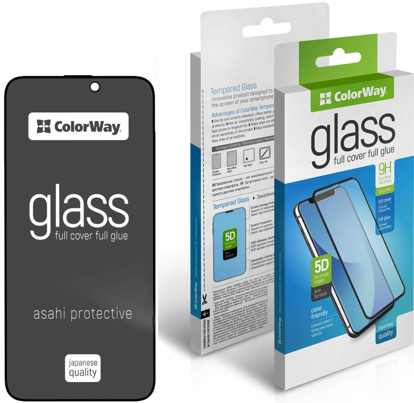 Защитное стекло для смартфона Colorway 9H FC glue Anti-Spy for Apple iPhone 16 Black (CW-GSFGASAI16-BK) - Фото 1