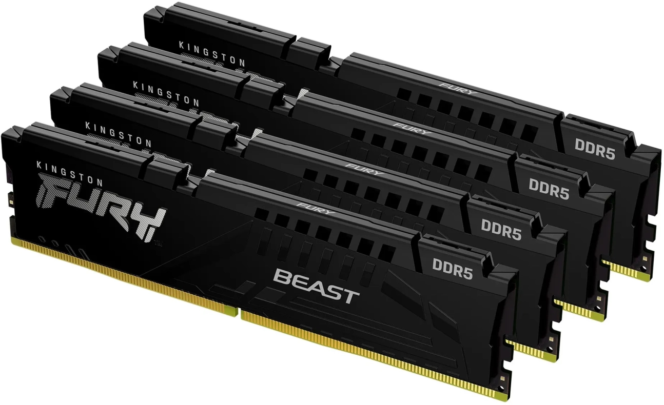 Память DDR Kingston Fury Beast Black DDR5-5600 4x32GB XMP (KF556C40BBK4-128) - Фото 1