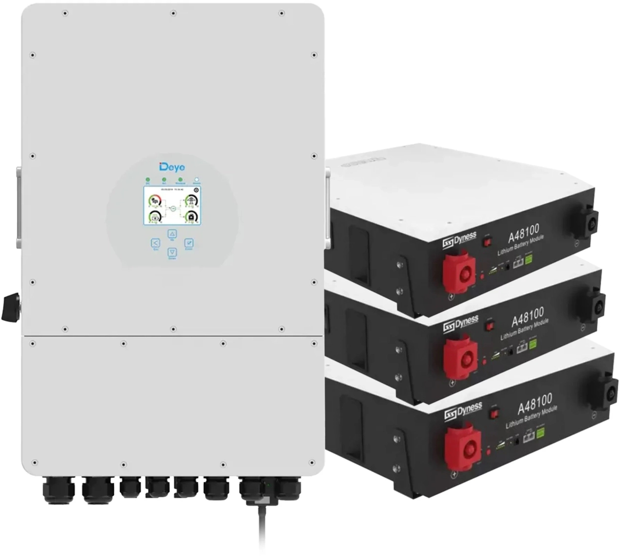Система хранения энергии Deye SUN-12K-SG02LP1-EU-AM3-3DY14.4K-LFP-W - Фото 1
