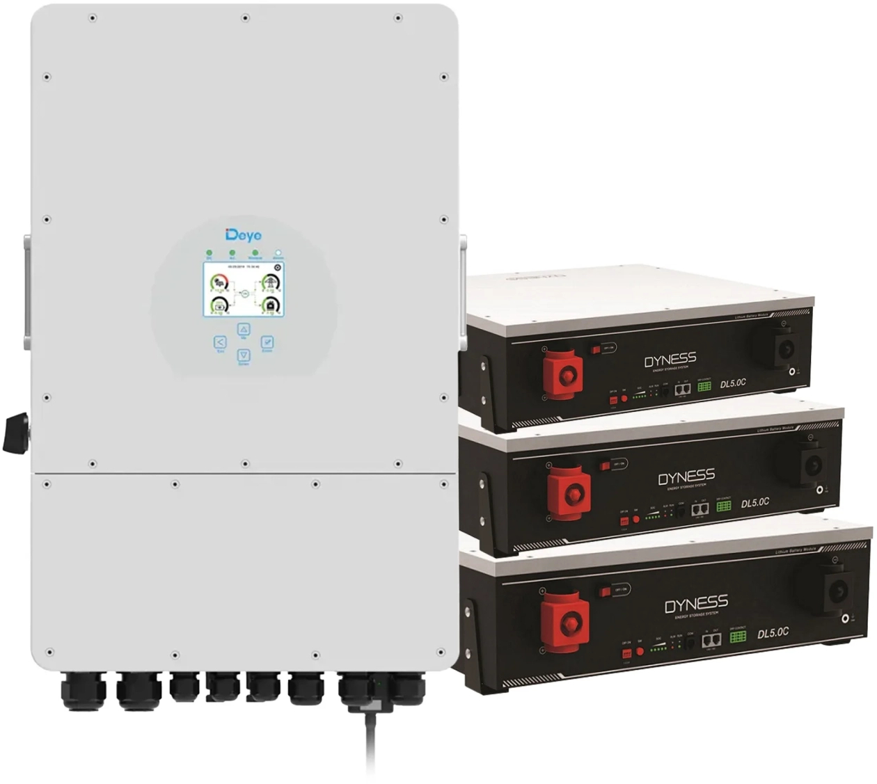 Система хранения энергии Deye SUN-12K-SG02LP1-EU-AM3-3DY15.36K-LFP-W - Фото 1