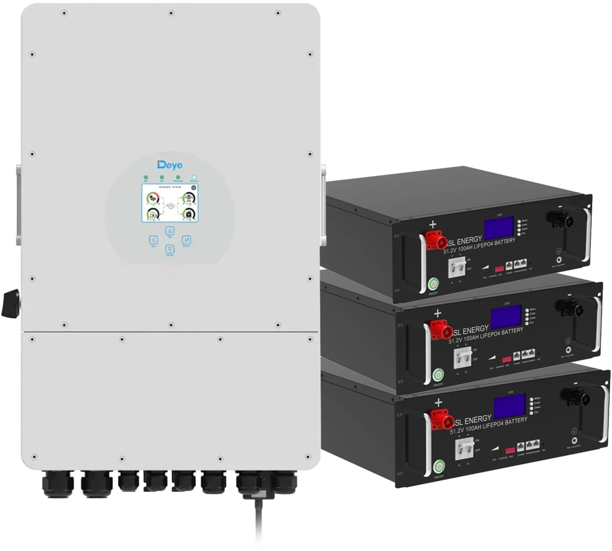 Система хранения энергии Deye SUN-12K-SG02LP1-EU-AM3-3GS15.36K-LFP - Фото 1