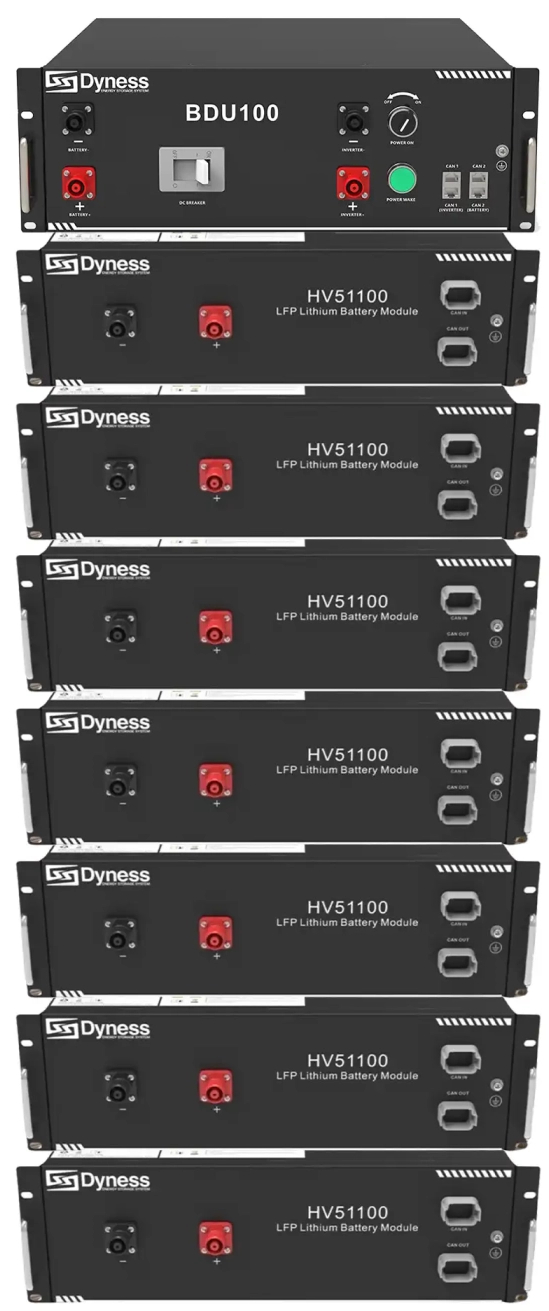 Батарея для солнечного инвертора Dyness HV51100-7, 35.84kW, 358.4V, 100Ah, LiFePO4, BDU100, RACK - Фото 1