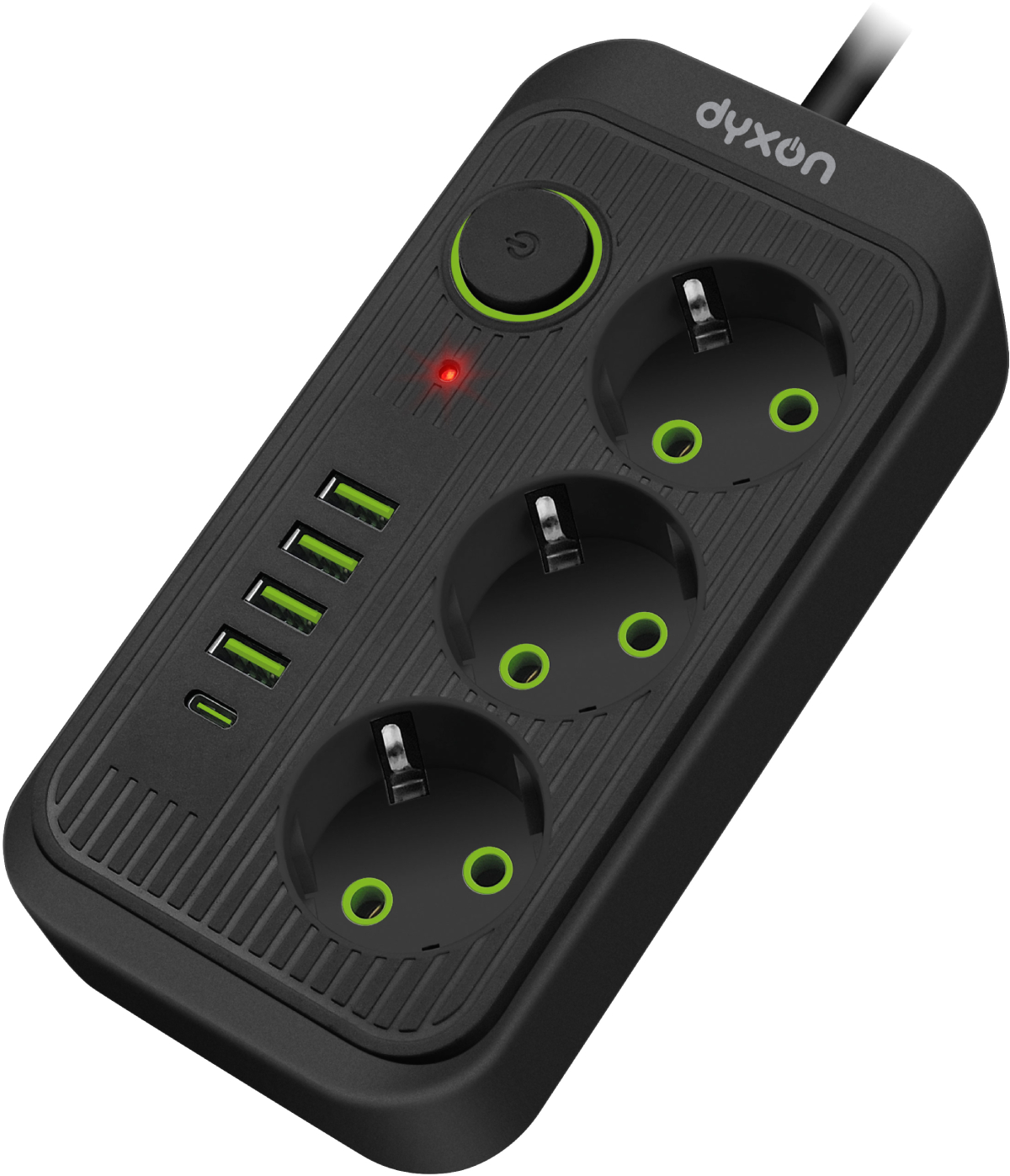 Сетевой фильтр Dyxon 3+5 USB-A + USB-C (PD) Power switch 3m Black (DXN-3M-MFP-35PD-B) - Фото 1