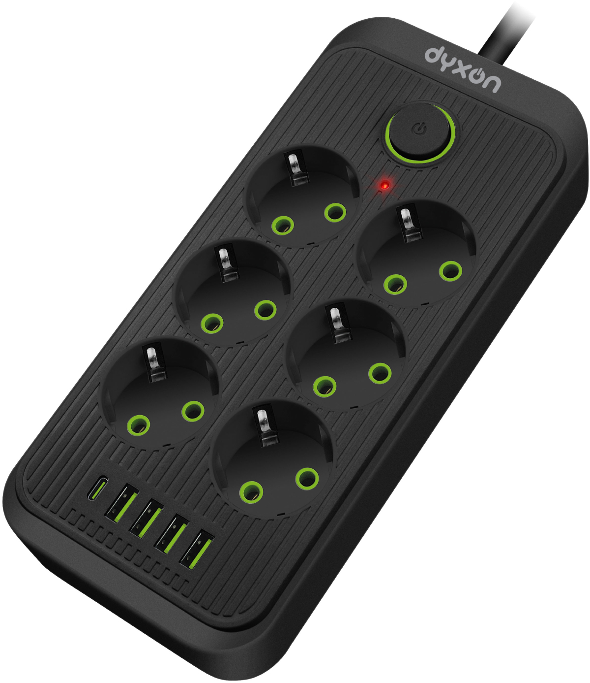 Сетевой фильтр Dyxon 6+5 USB-A + USB-C (PD) Power switch 3m Black (DXN-3M-MFP-65PD-B) - Фото 1