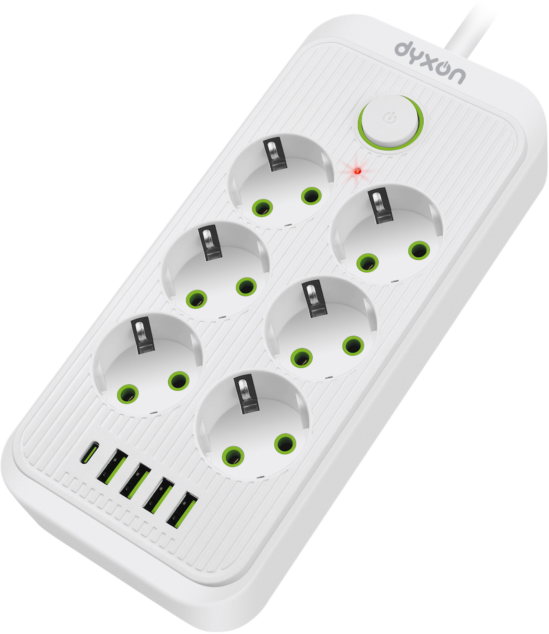Сетевой фильтр Dyxon 6+5 USB-A + USB-C (PD) Power switch 3m White (DXN-3M-MFP-65PD-W) - Фото 1