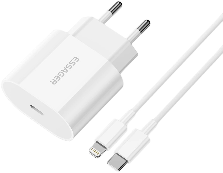 Мережевий зарядний пристрій Essager Vanjane Travel Phone Charger Set PD20W with C-C 60W data cable (EFJB02-JSTT2-T) - Фото 1
