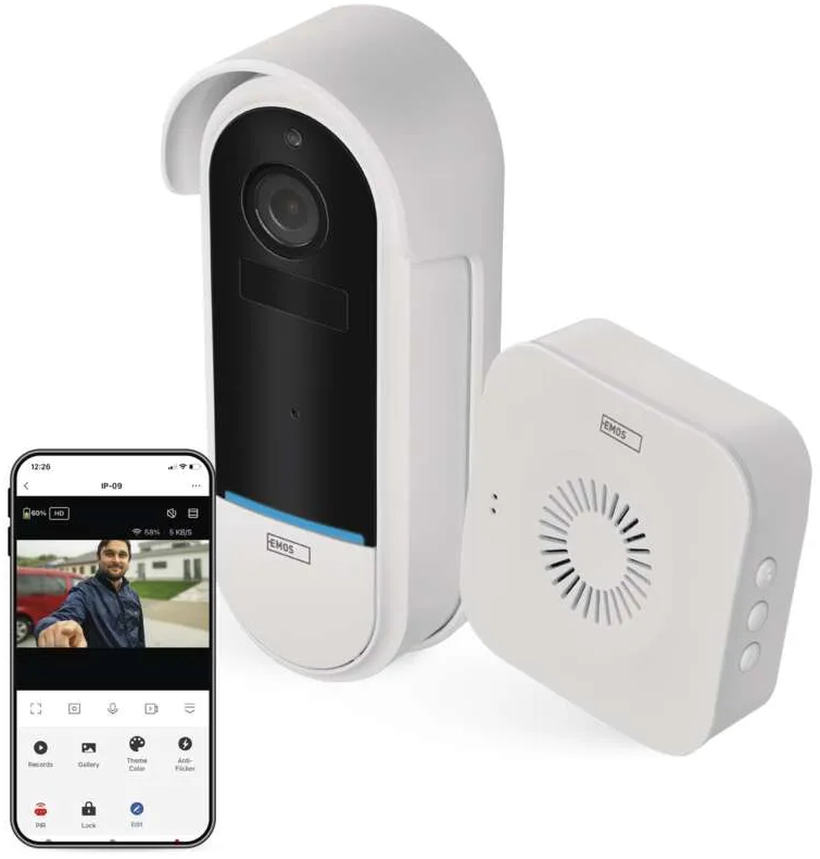 Беспроводной дверной звонок EMOS видеозвонок H4032 GoSmart на аккумуляторе с Wi-Fi - Фото 1