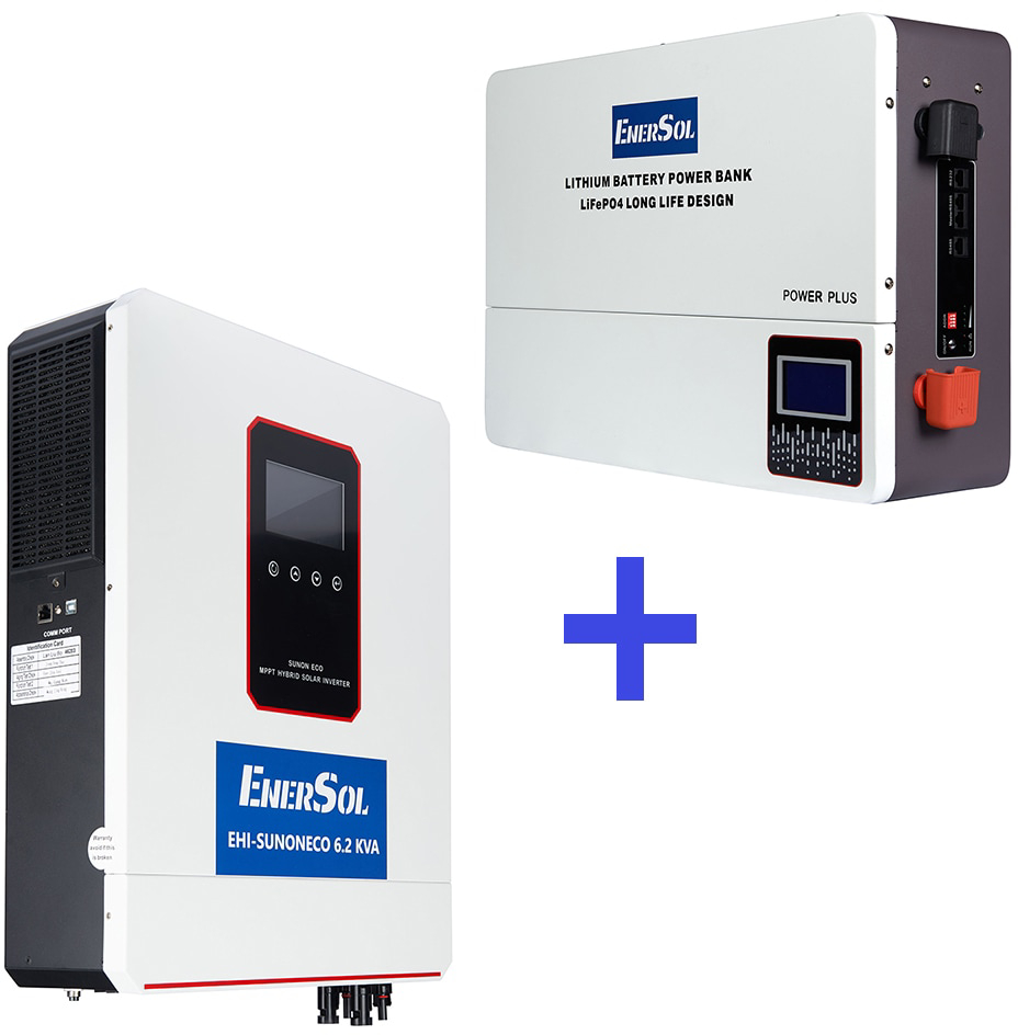 Инвертор гибридный солнечный EnerSol EHI-SUNONECO6.2KW+EB-SK-51.2 (6.2 кВт,51.2 В) - Фото 1