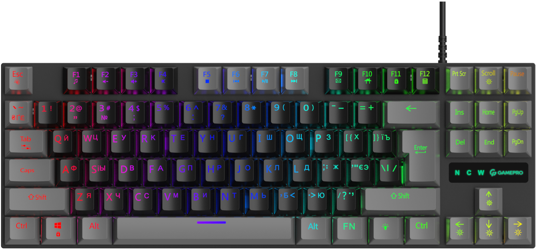 Клавиатура проводная игровая GamePro LED USB (MK100R) - Фото 1