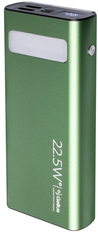 Батарея мобильная Gelius Lightstone GP-PB300i 20000mAh QC+PD 22.5W Green (99033) - Фото 1