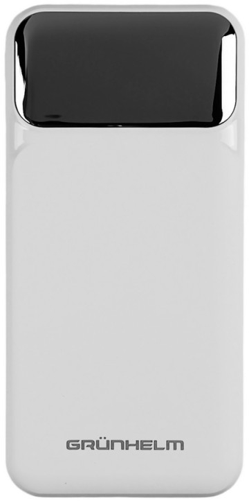 Батарея мобильная Grunhelm 10.000 mAh White быстрая зарядка 22.5W (GP-10WQC) - Фото 1
