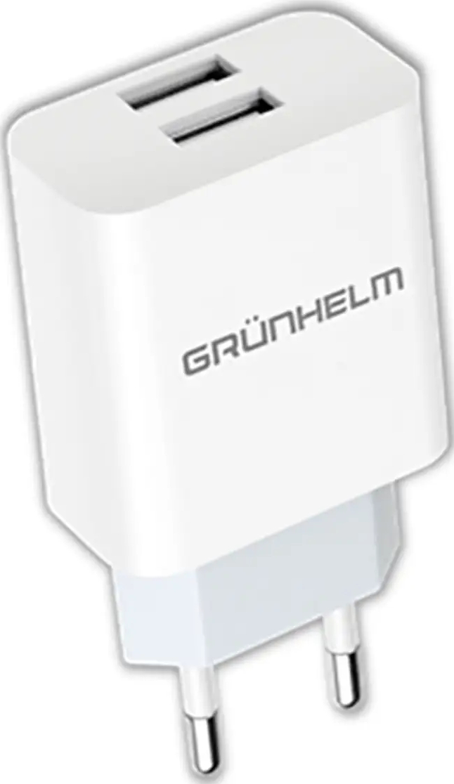 Сетевое зарядное устройство Grunhelm GWC-02 2xUSB White - Фото 1