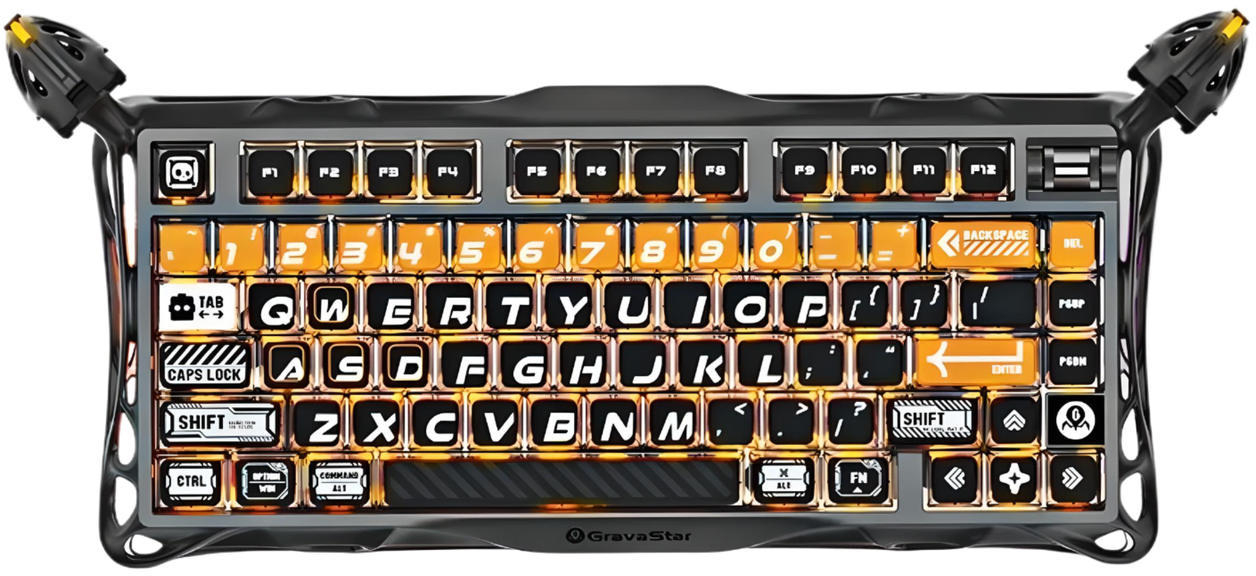 Клавіатура бездротова ігрова GravaStar Mercury K1 Pro 80keys, GravaStar x Kailh Speedy Mint, BT/WL/USB, CyberFlare (GS_K1_PRO_BO_BLK) - Фото 1