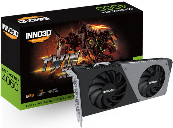 Відеокарта Inno3D GeForce RTX4060 TWIN X2, 8GB GDDR6, 128bit, PCI Express 4.0 X8 (N40602-08D6-173061N) - Фото 1