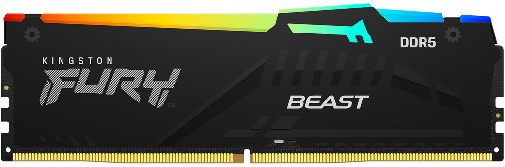 Память DDR Kingston 64GB 5200MT/s DDR5 CL40 DIMM (Kit of 2) FURY Beast RGB (KF552C40BB2AK2-64) - Фото 1