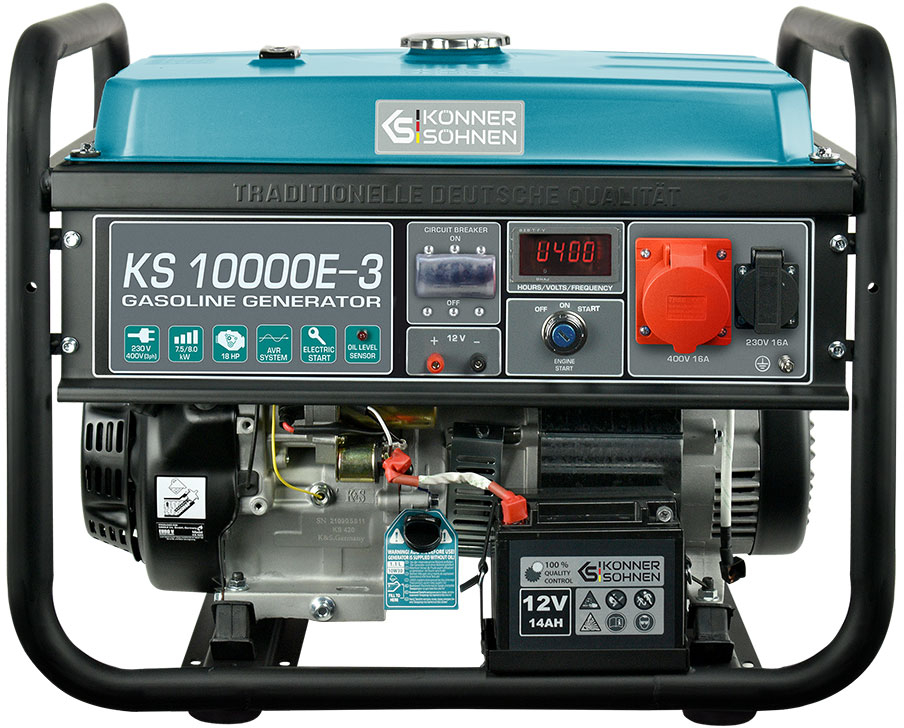 Генератор бензиновый Konner&Sohnen KS 10000E-3 - Фото 1