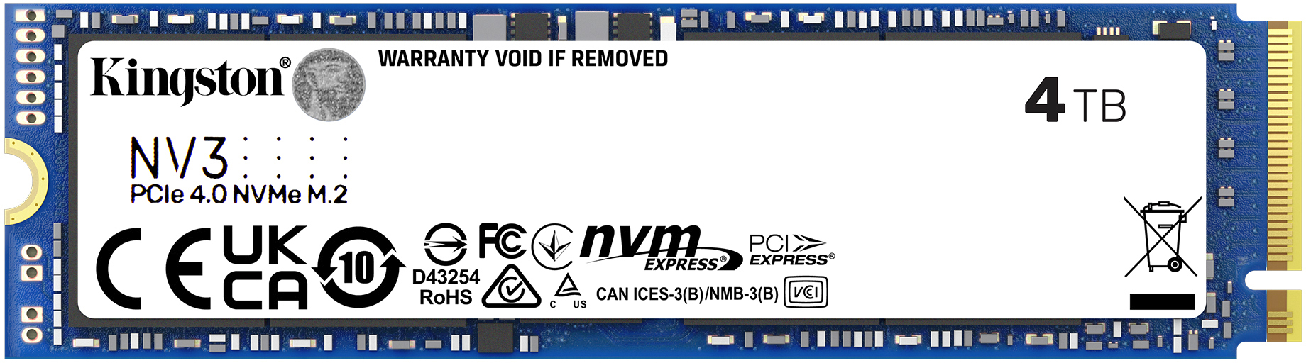 SSD-накопитель внутренний Kingston M.2 4000GB NV3, PCIe 4.0  NVMe (SNV3S/4000G) - Фото 1