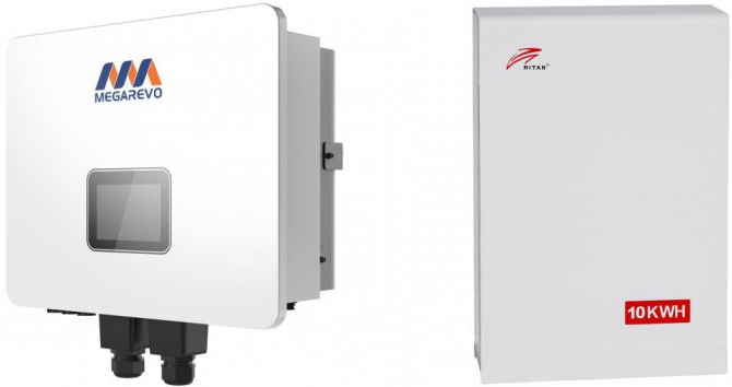 Система зберігання енергії MEGAREVO R6KL1D-G2/BAT-10KWH-51.2V-100A (1ф.,6kW, 48V+батарея 10kW/h) - Фото 1
