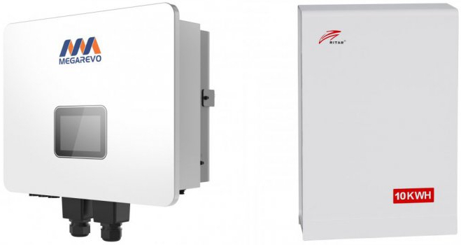 Система зберігання енергії MEGAREVO R8KL1D-G2/BAT-10KWH-51.2V-100A (1ф.,8kW, 51.2V+батарея 10kW/h) - Фото 1