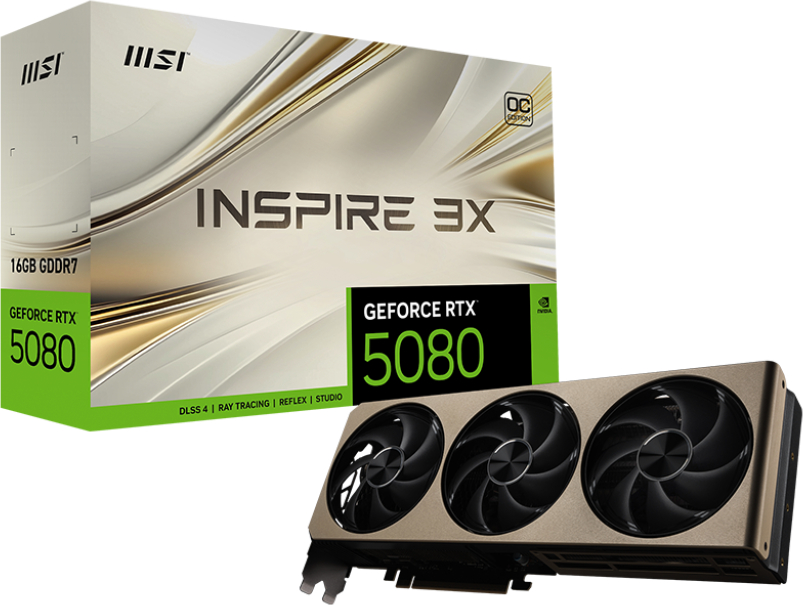 Відеокарта MSI GeForce RTX 5080 16G INSPIRE 3X OC (G5080-16I3C) - Фото 1
