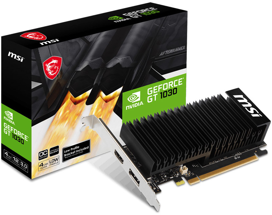 Видеокарта MSI Nvidia GT 1030 GeForce (GT 1030 4GHD4 LP OC) - Фото 1